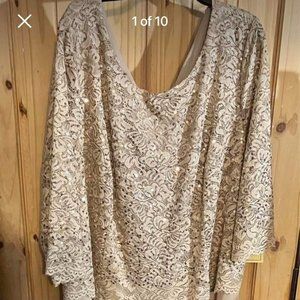 Lace & Sequins Sparkling Champagne Formal Dress -Never worn size 30